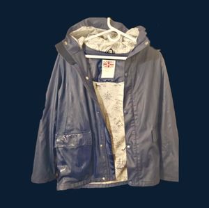 MINI BODEN NAVY BLUE LINED FLEECE RAIN JACKET